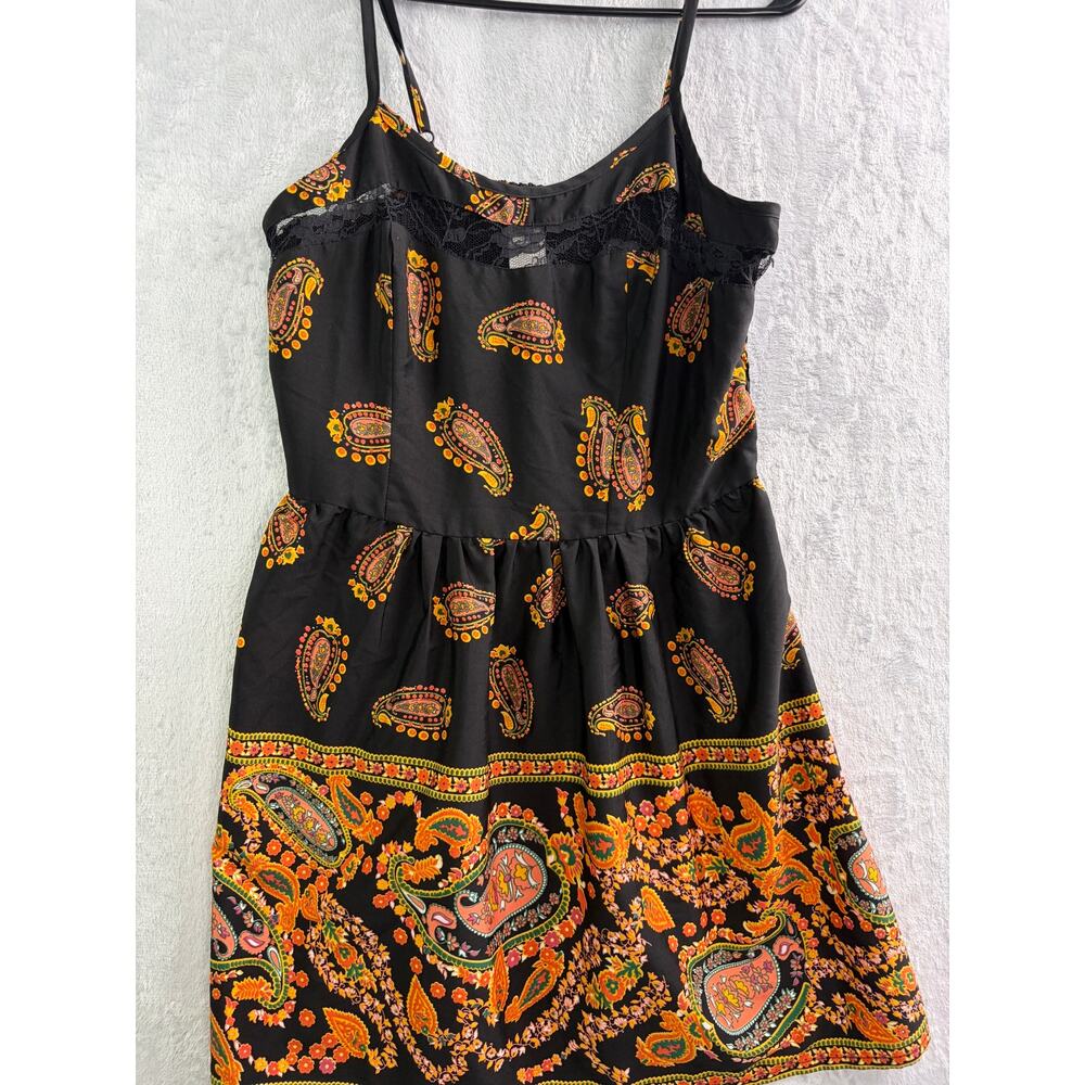 American Rag CIE Black Paisley Boho Sleeveless Mini Dress - Size L - Picture 5 of 9
